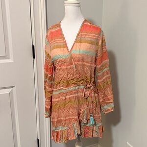 Striped Multicolor Wrap Dress